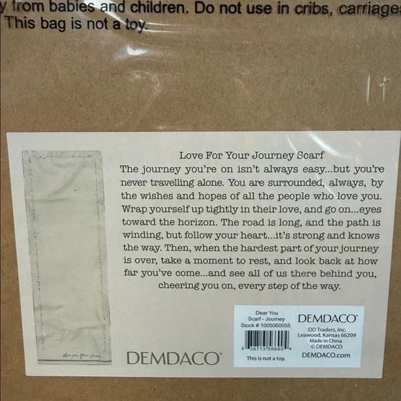 Demdaco Dear You Scarf - Journey Taupe Scarf with Inspirational Script New - Picture 3 of 5